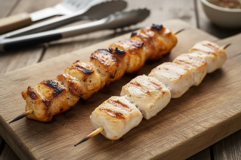 Tabela comparativa de espetinhos de coxa e peito