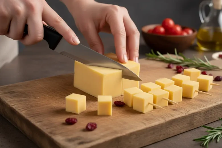 Corte e preparo ideal do queijo coalho para espeto.