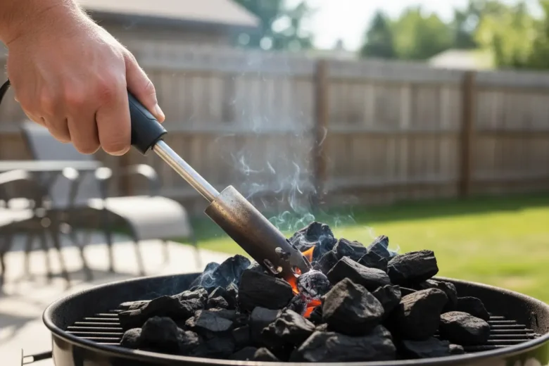 Diferentes métodos e ferramentas para acender churrasqueira rápido