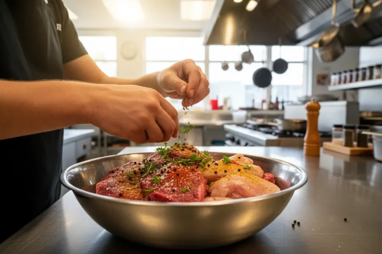 Cortes e preparo de carnes para espetinhos em volume