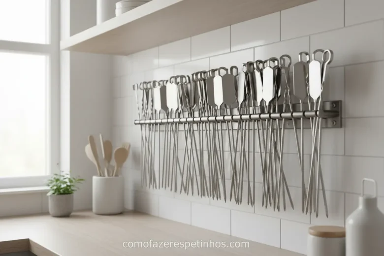 Espetos Brilhando: O Segredo da Limpeza Perfeita para Durar Muito Mais! 3 Armazenamento organizado e seco de espetos de churrasco.