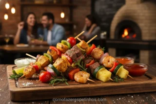 Cardápio para Espetaria: 15 Ideias Incríveis que Vão Surpreender! 14 espetinhos gourmet variados > Como Fazer Espetinho