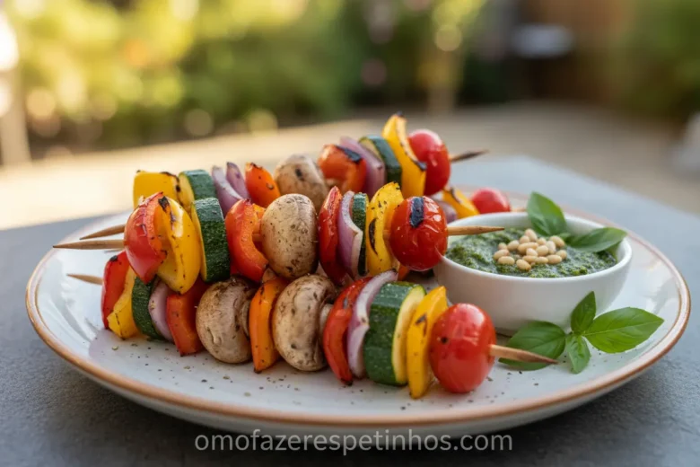 Cardápio para Espetaria: 15 Ideias Incríveis que Vão Surpreender! 3 Espetinhos vegetarianos coloridos e variados