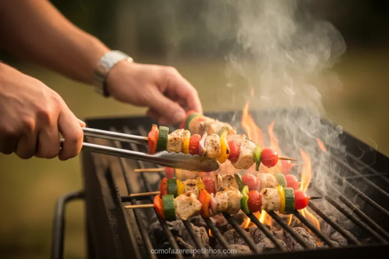 Espetinhos Low-Carb: Sabor e Saúde em Cada Mordida! 3 Dicas de preparo e técnicas para grelhar espetinhos low-carb.