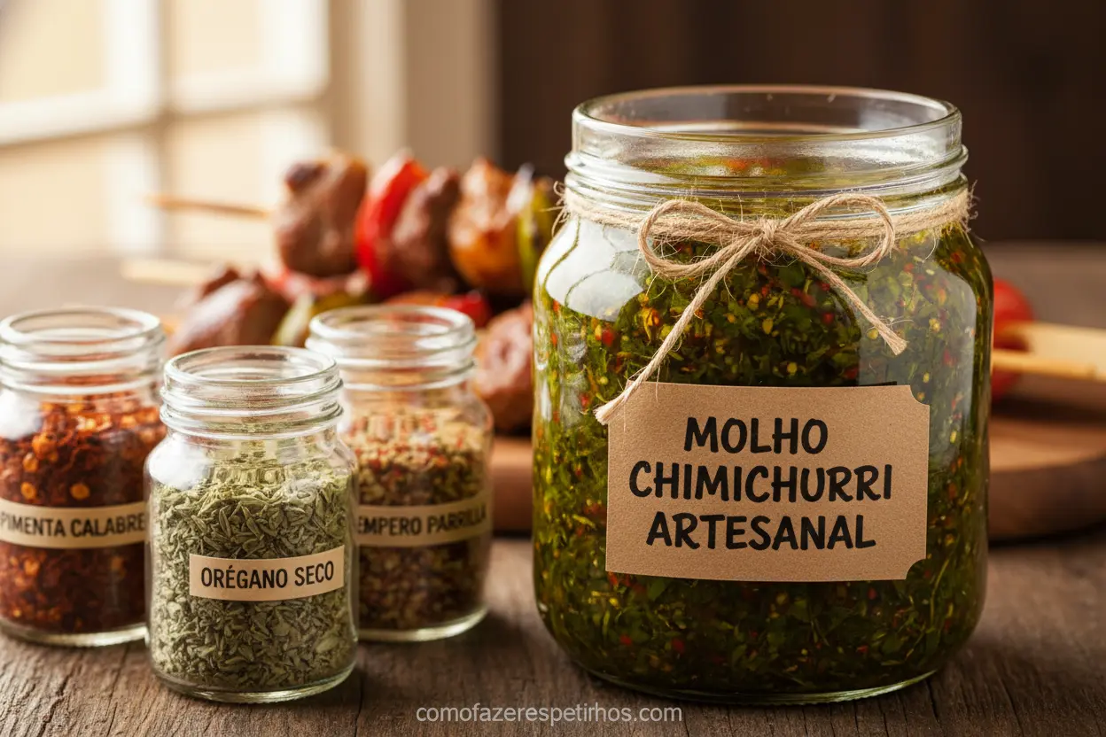 Chimichurri caseiro em pote de vidro