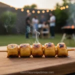 Espetinho de banana na churrasqueira caramelizado