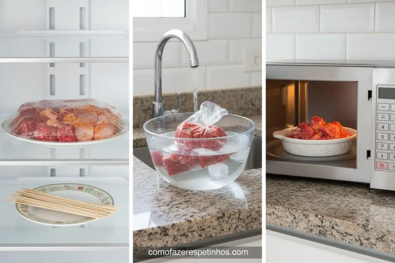 Métodos seguros para descongelar carne de espetinho