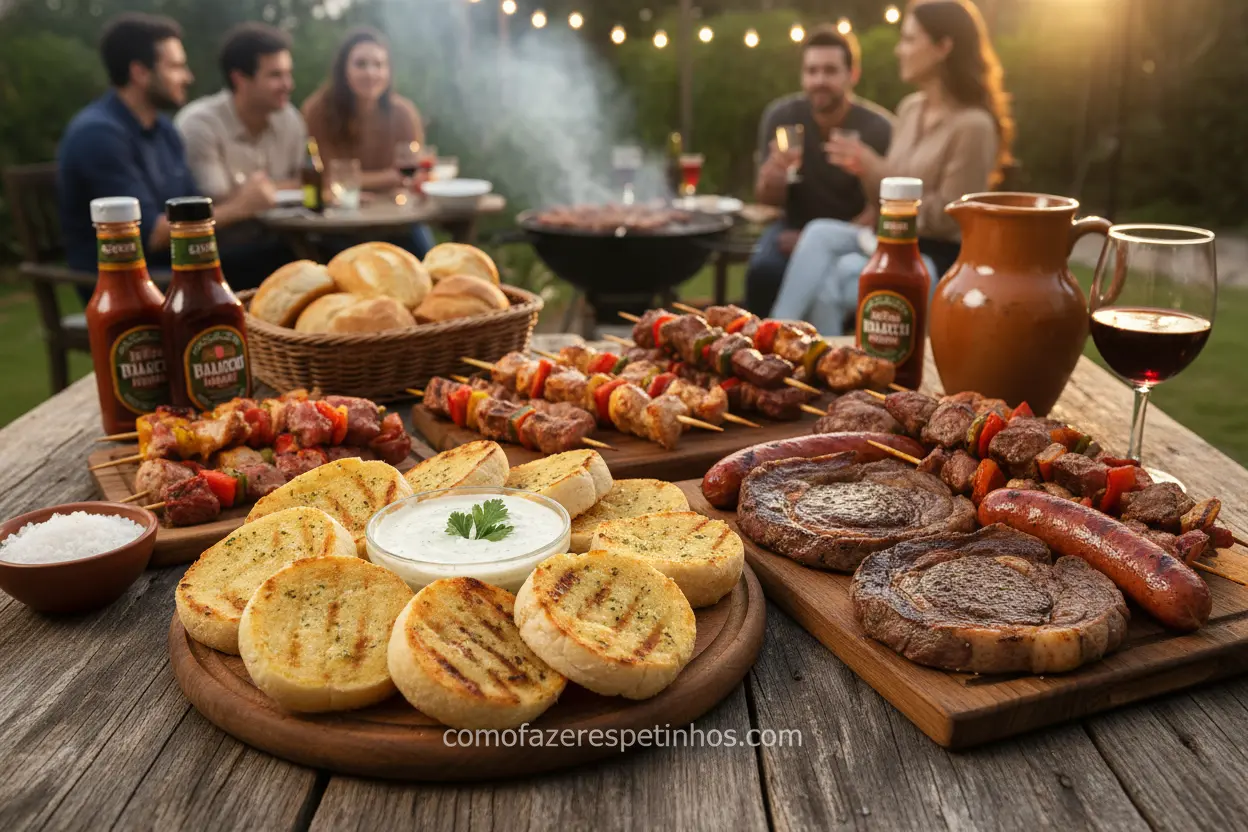 Pão de alho para churrasco servido
