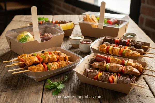 Embalagens diversas para espetinhos