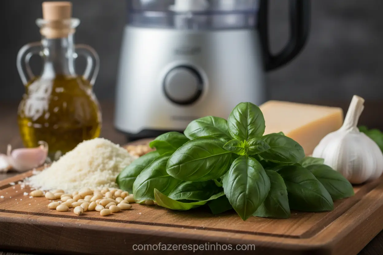 Ingredientes para molho pesto caseiro