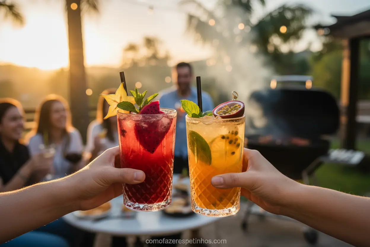 Bebidas não alcoólicas para churrasco com mocktails