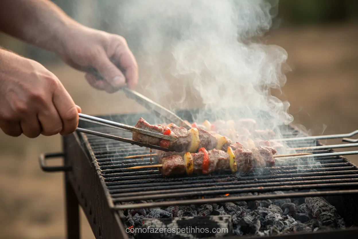 como assar carne de javali no palito
