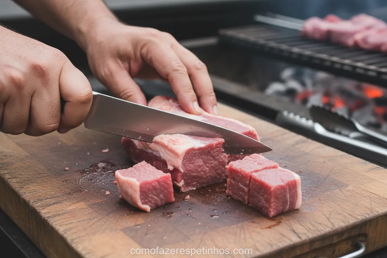 Cortes de picanha para espetinho