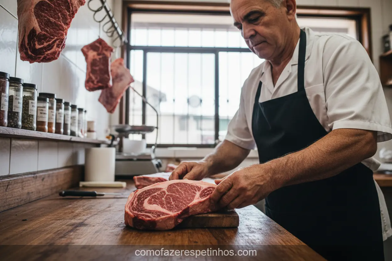 Seleção de contra filé para espetinho