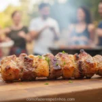 Espetinho de fraldinha na mostarda grelhado