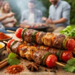 Espetinhos grelhados com temperos exóticos