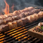 Espetinhos de carne na grelha com os melhores temperos