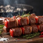 Espetinhos de carne marinados com temperos
