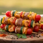 Espetinhos variados com os melhores temperos para espetinhos