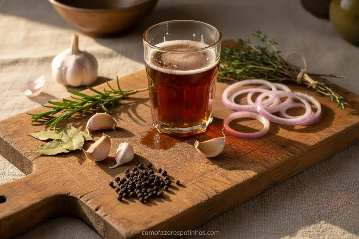 Marinada de cerveja preta para carnes ingredientes.