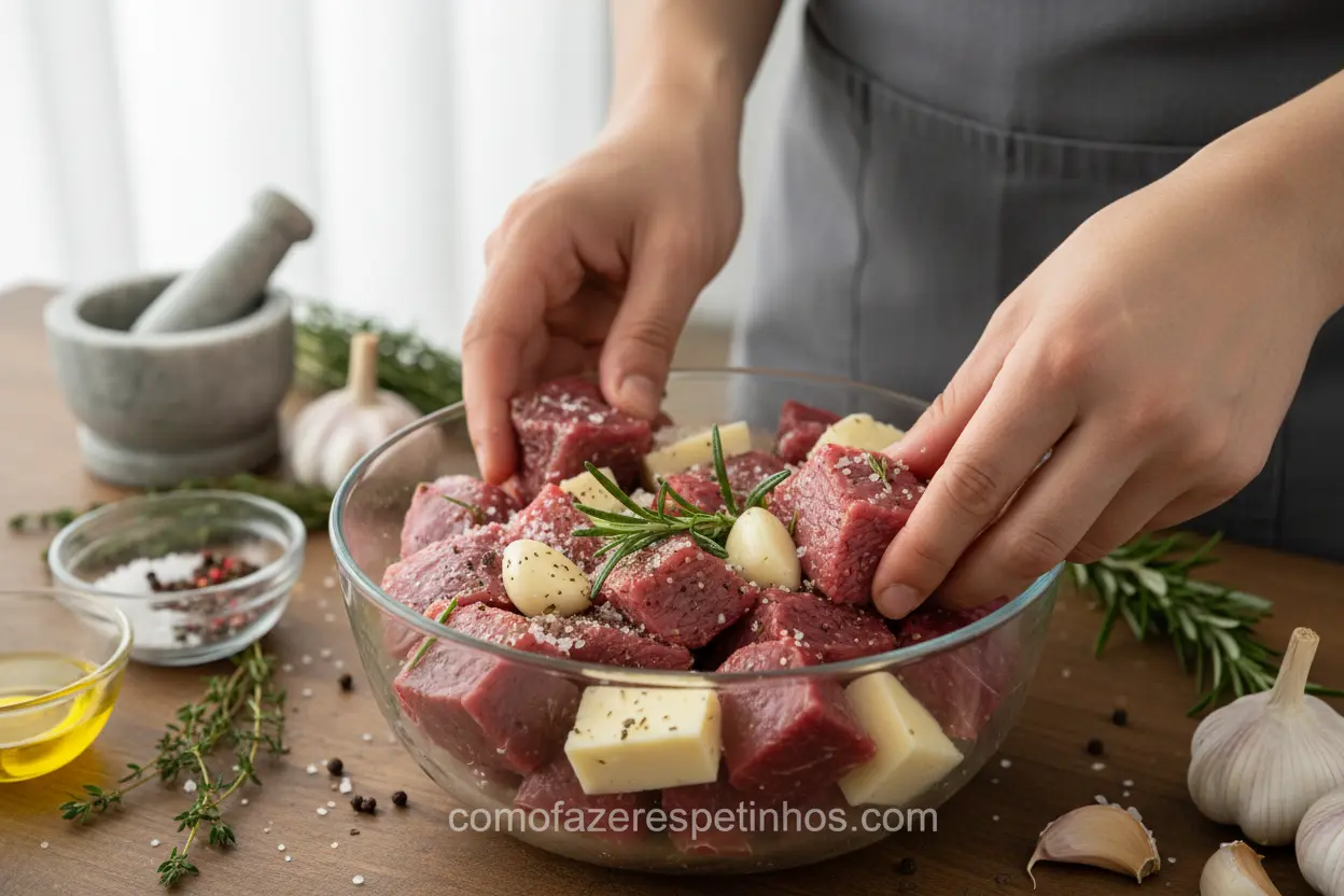 Marinada para Espetinhos de Maminha Temperos para espetinho de maminha com provolone