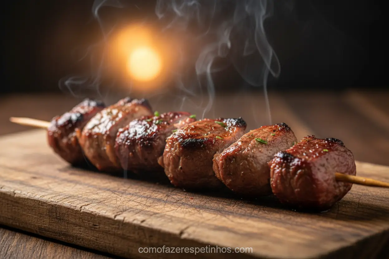 Espetinho de miolo de alcatra grelhado e suculento