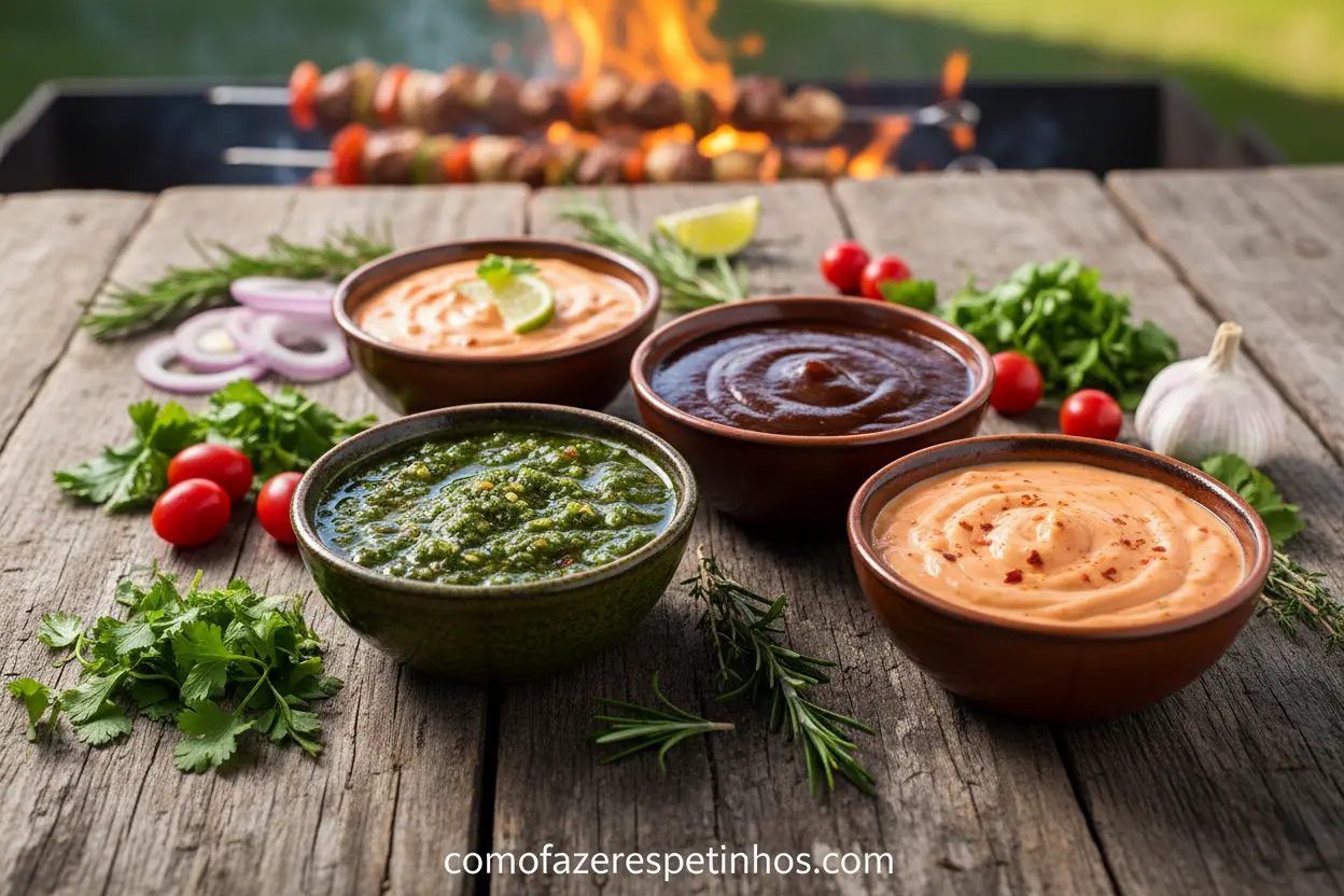 Espetinhos de Carne e Frango na Grelha Espetinhos de carne e frango grelhados