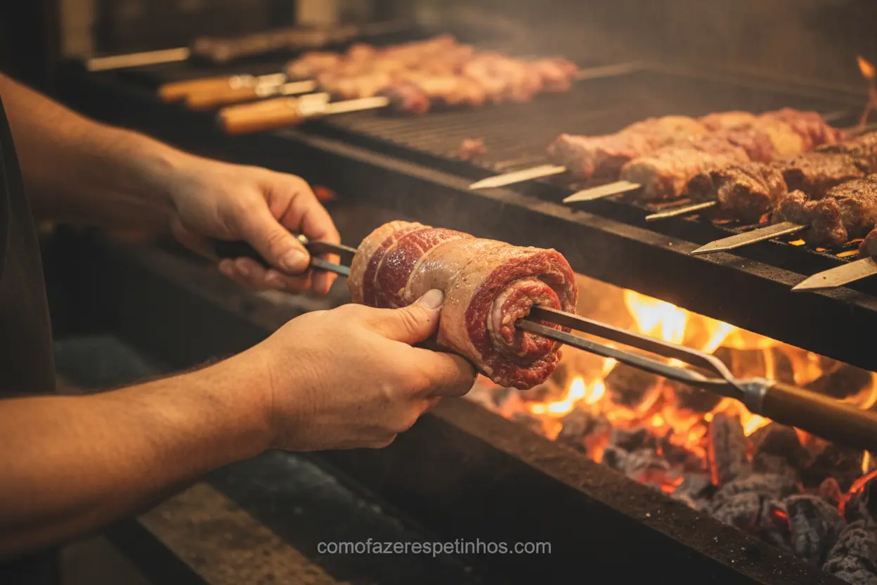 Como assar costela desossada no espeto: montagem