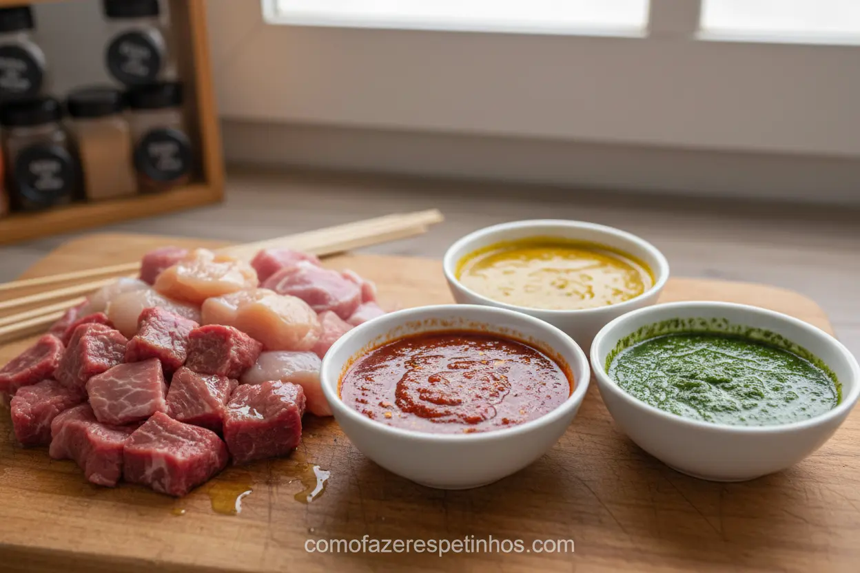 Variedade de Marinadas Marinadas para espetinhos de carne