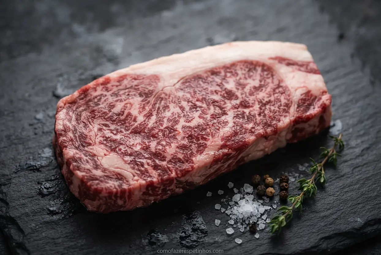 Peça de carne chorizo crua com marmoreio ideal para churrasco