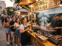 Como organizar fila de clientes em uma barraca de espetinhos de rua movimentada.