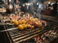 espetinho de polvo com batata